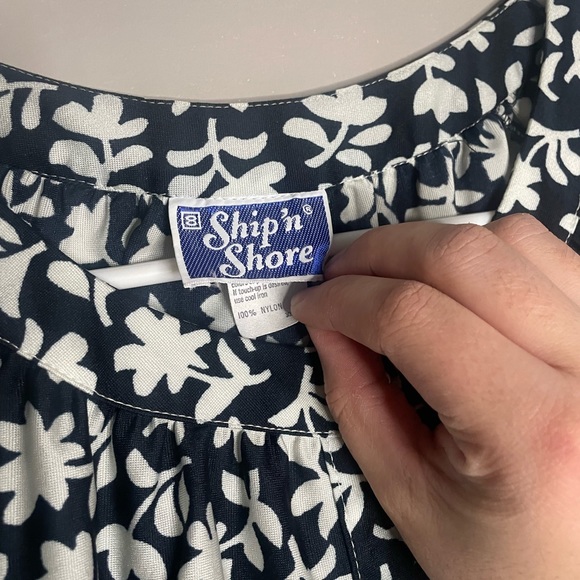 vintage ship n shore blouse 1970’s Tie Waist Button Front Long Sleeve floral - Picture 3 of 5